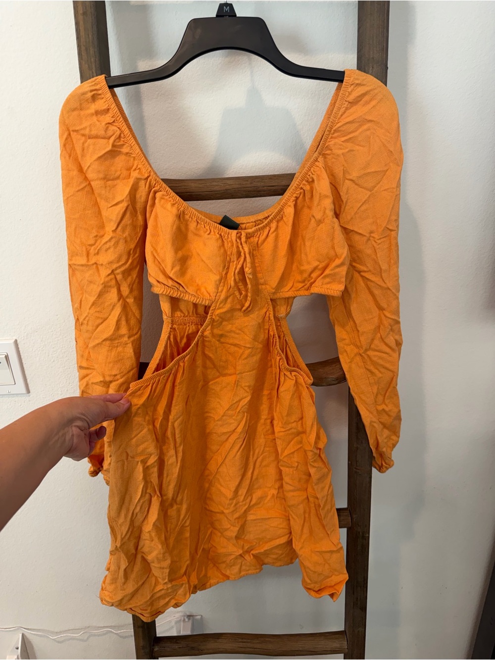 wild fable Orange Long-Sleeve Cutout Mini Dress